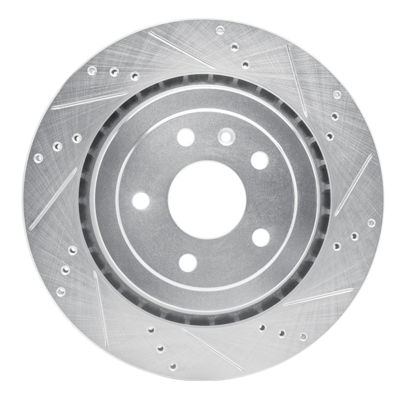 Chevrolet Corvette Brake Rotor (1) - Rear Right - R1 Concepts - Drilled & Slotted - Silver - `14-`19